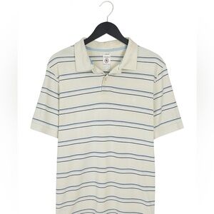 Red Camel Men’s Medium Golf Polo Shirt Yellow with Blue Stripes 100% Cotton